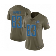 Women's Detroit Lions #83 Jesse James Limited Olive 2017 Salute to Service Football Jersey