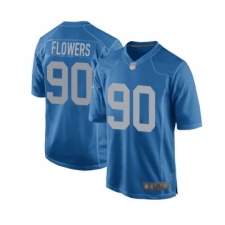 Men's Detroit Lions #90 Trey Flowers Game Blue Alternate Football Jersey