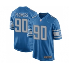 Men's Detroit Lions #90 Trey Flowers Game Blue Team Color Football Jersey