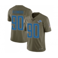 Youth Detroit Lions #90 Trey Flowers Limited Olive 2017 Salute to Service Football Jersey