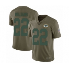Youth Green Bay Packers #22 Dexter Williams Limited Olive 2017 Salute to Service Football Jersey