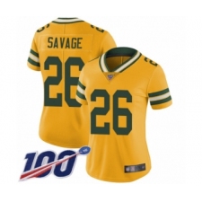 Women's Green Bay Packers #26 Darnell Savage Jr. Limited Gold Rush Vapor Untouchable 100th Season Football Jersey