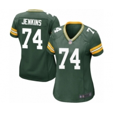Women's Green Bay Packers #74 Elgton Jenkins Game Green Team Color Football Jersey