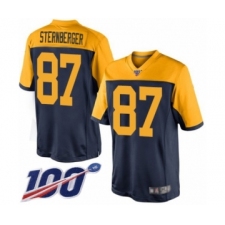 Men's Green Bay Packers #87 Jace Sternberger Limited Navy Blue Alternate 100th Season Football Jersey