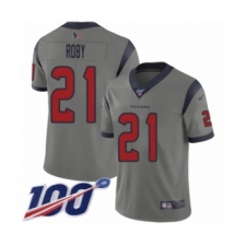 Men's Houston Texans #21 Bradley Roby Limited Gray Inverted Legend 100th Season Football Jersey