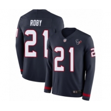 Men's Houston Texans #21 Bradley Roby Limited Navy Blue Therma Long Sleeve Football Jersey