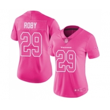 Women's Houston Texans #29 Bradley Roby Limited Pink Rush Fashion Football Jersey