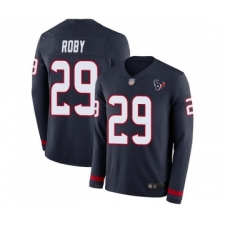 Youth Houston Texans #29 Bradley Roby Limited Navy Blue Therma Long Sleeve Football Jersey