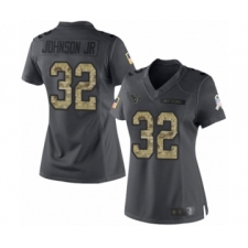Women's Houston Texans #32 Lonnie Johnson Limited Black 2016 Salute to Service Football Jersey