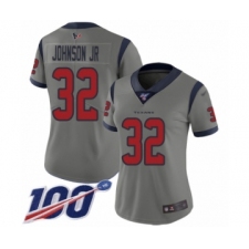 Women's Houston Texans #32 Lonnie Johnson Limited Gray Inverted Legend 100th Season Football Jersey