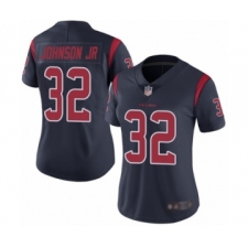 Women's Houston Texans #32 Lonnie Johnson Limited Navy Blue Rush Vapor Untouchable Football Jersey
