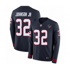 Youth Houston Texans #32 Lonnie Johnson Limited Navy Blue Therma Long Sleeve Football Jersey