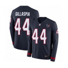 Men's Houston Texans #44 Cullen Gillaspia Limited Navy Blue Therma Long Sleeve Football Jersey