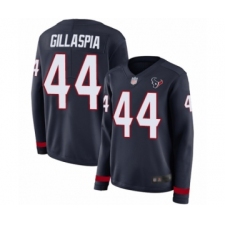 Women's Houston Texans #44 Cullen Gillaspia Limited Navy Blue Therma Long Sleeve Football Jersey