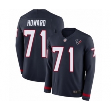 Men's Houston Texans #71 Tytus Howard Limited Navy Blue Therma Long Sleeve Football Jersey