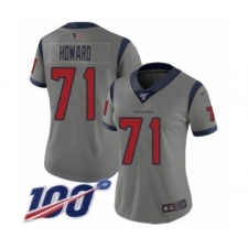 Women's Houston Texans #71 Tytus Howard Limited Gray Inverted Legend 100th Season Football Jersey