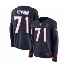 Women's Houston Texans #71 Tytus Howard Limited Navy Blue Therma Long Sleeve Football Jersey