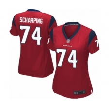 Women's Houston Texans #74 Max Scharping Game Red Alternate Football Jersey