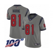 Men's Houston Texans #81 Kahale Warring Limited Gray Inverted Legend 100th Season Football Jersey