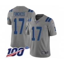 Men's Indianapolis Colts #17 Devin Funchess Limited Gray Inverted Legend 100th Season Football Jersey