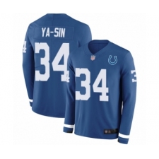 Men's Indianapolis Colts #34 Rock Ya-Sin Limited Blue Therma Long Sleeve Football Jersey