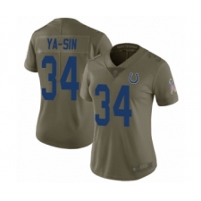 Women's Indianapolis Colts #34 Rock Ya-Sin Limited Olive 2017 Salute to Service Football Jersey