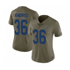 Women's Indianapolis Colts #36 Derrick Kindred Limited Olive 2017 Salute to Service Football Jersey