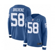Women's Indianapolis Colts #58 Bobby Okereke Limited Blue Therma Long Sleeve Football Jersey