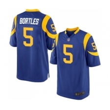Men's Los Angeles Rams #5 Blake Bortles Game Royal Blue Alternate Football Jersey