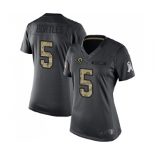 Women's Los Angeles Rams #5 Blake Bortles Limited Black 2016 Salute to Service Football Jersey