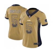 Women's Los Angeles Rams #5 Blake Bortles Limited Gold Rush Drift Fashion Football Jersey