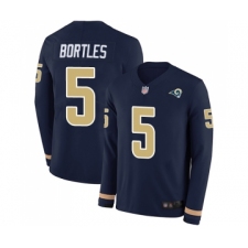 Youth Los Angeles Rams #5 Blake Bortles Limited Navy Blue Therma Long Sleeve Football Jersey