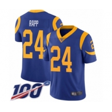 Men's Los Angeles Rams #24 Taylor Rapp Royal Blue Alternate Vapor Untouchable Limited Player 100th Season Football Jersey