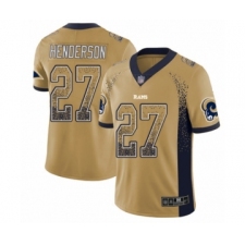 Men's Los Angeles Rams #27 Darrell Henderson Limited Gold Rush Drift Fashion Football Jersey