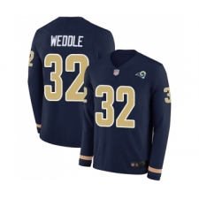 Men's Los Angeles Rams #32 Eric Weddle Limited Navy Blue Therma Long Sleeve Football Jersey