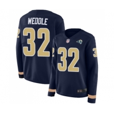 Women's Los Angeles Rams #32 Eric Weddle Limited Navy Blue Therma Long Sleeve Football Jersey