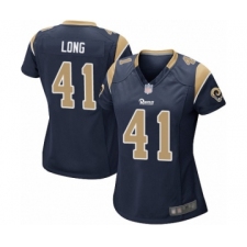 Women's Los Angeles Rams #41 David Long Game Navy Blue Team Color Football Jersey