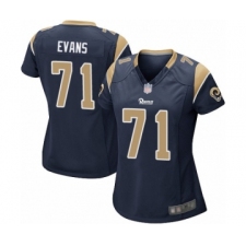 Women's Los Angeles Rams #71 Bobby Evans Game Navy Blue Team Color Football Jersey