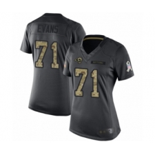 Women's Los Angeles Rams #71 Bobby Evans Limited Black 2016 Salute to Service Football Jersey