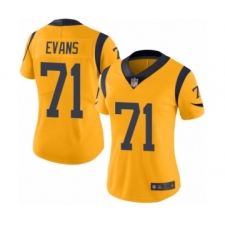 Women's Los Angeles Rams #71 Bobby Evans Limited Gold Rush Vapor Untouchable Football Jersey
