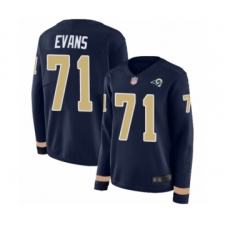 Women's Los Angeles Rams #71 Bobby Evans Limited Navy Blue Therma Long Sleeve Football Jersey