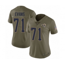 Women's Los Angeles Rams #71 Bobby Evans Limited Olive 2017 Salute to Service Football Jersey
