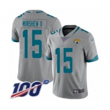 Men's Jacksonville Jaguars #15 Gardner Minshew II Silver Inverted Legend Limited 100th Season Football Jersey