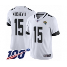 Men's Jacksonville Jaguars #15 Gardner Minshew II White Vapor Untouchable Limited Player 100th Season Football Jersey