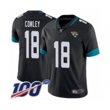 Men's Jacksonville Jaguars #18 Chris Conley Black Team Color Vapor Untouchable Limited Player 100th Season Football Jersey