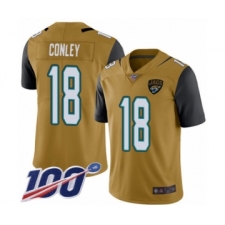 Men's Jacksonville Jaguars #18 Chris Conley Limited Gold Rush Vapor Untouchable 100th Season Football Jersey