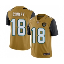 Men's Jacksonville Jaguars #18 Chris Conley Limited Gold Rush Vapor Untouchable Football Jersey