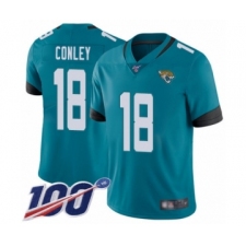 Men's Jacksonville Jaguars #18 Chris Conley Teal Green Alternate Vapor Untouchable Limited Player 100th Season Football Jersey