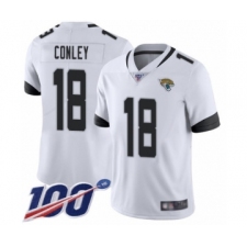 Men's Jacksonville Jaguars #18 Chris Conley White Vapor Untouchable Limited Player 100th Season Football Jersey