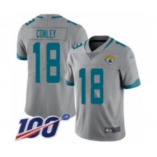 Youth Jacksonville Jaguars #18 Chris Conley Silver Inverted Legend Limited 100th Season Football Jersey